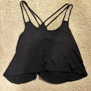 Forever 21 Black Double-Strap Layered Crop Tank